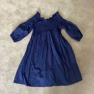 VASNA off the shoulder navy shift dress.